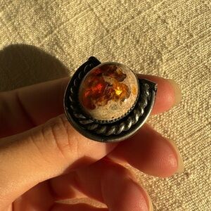 Fire Opal horseshoe ring 7